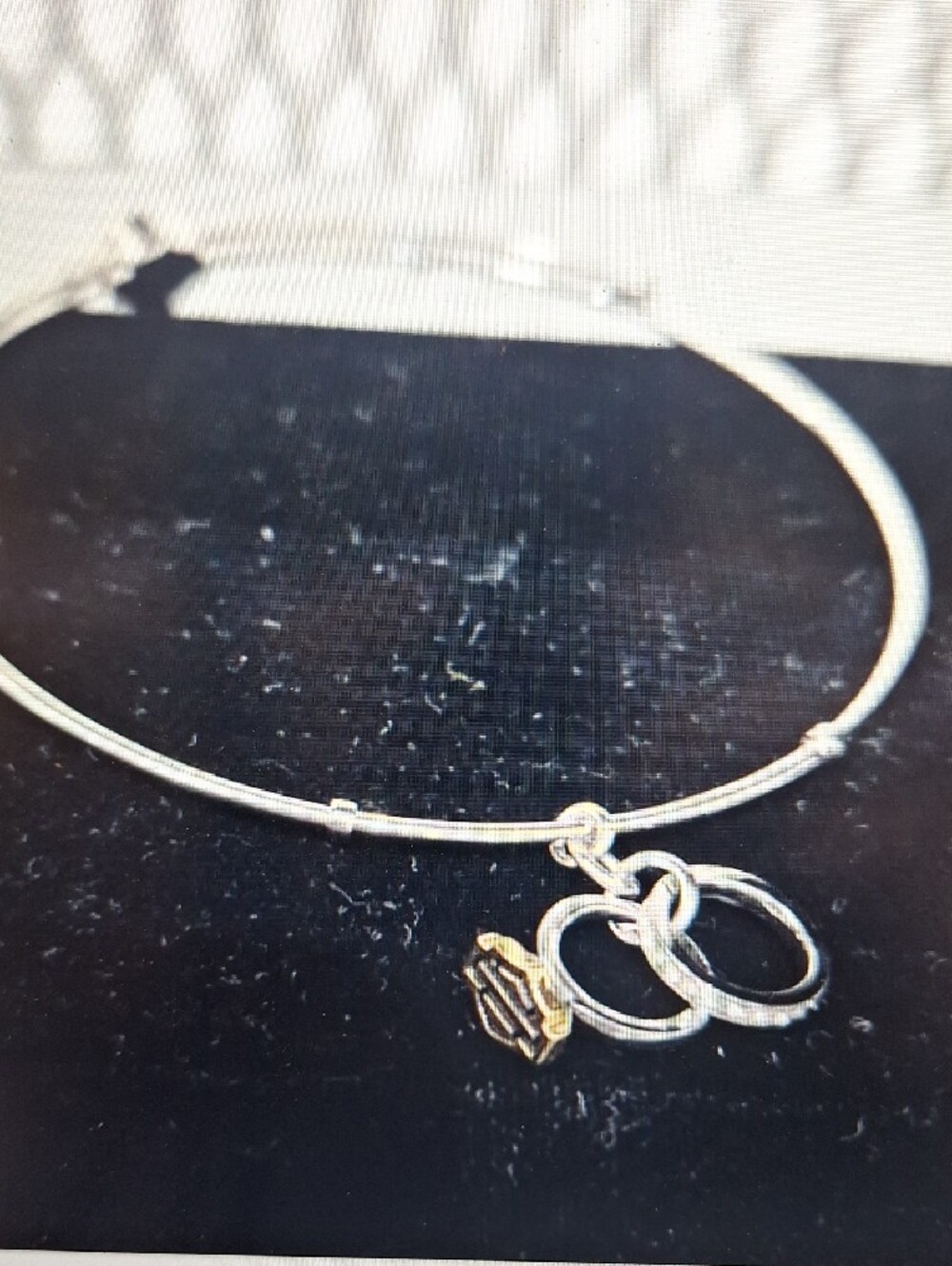 NWT Harley-Davidson Women's Stainless Steel Wedding Ring Charm Bangle Bracelet